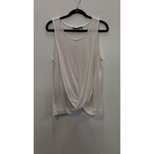 Apt. 9 White Stretchy gather mid front bottom sleeveless top
